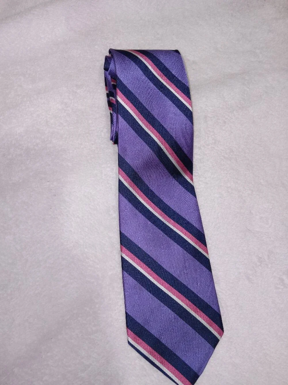 Vintage Brooks Brothers Makers Tie Made in USA Purple Striped Silk Necktie Class